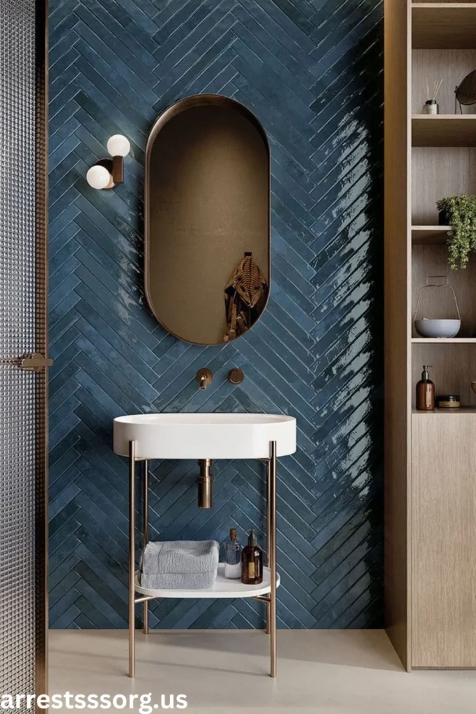 Chevron and Solid Color Tile Combination