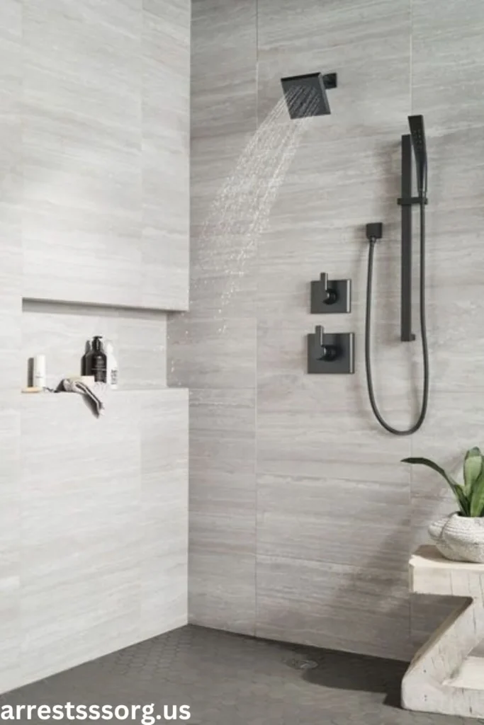 Concrete-Look and Metallic Tile Combination