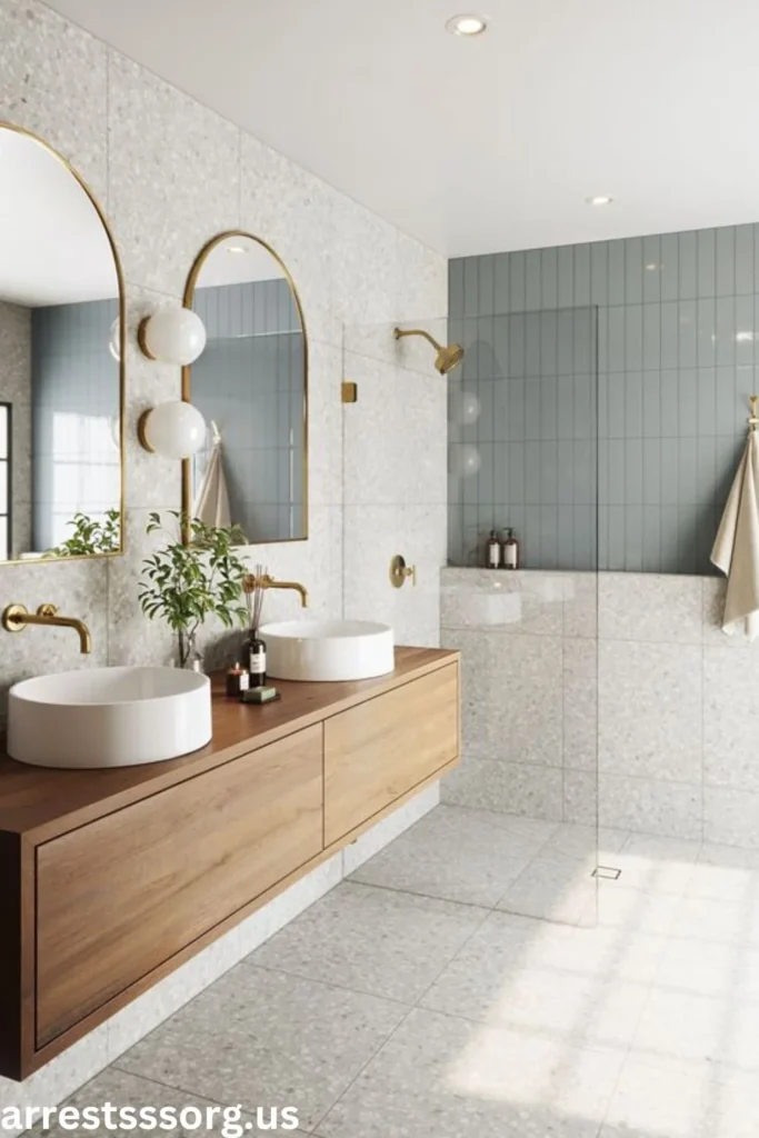 Patterned and Solid Neutral Tile Combination