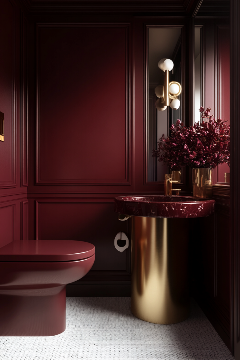  Modern Burgundy Bathroom Ideas 