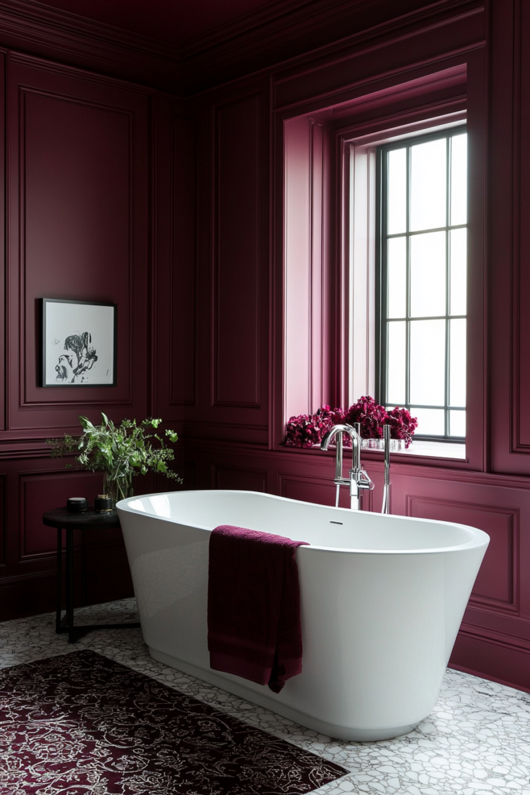  Modern Burgundy Bathroom Ideas 