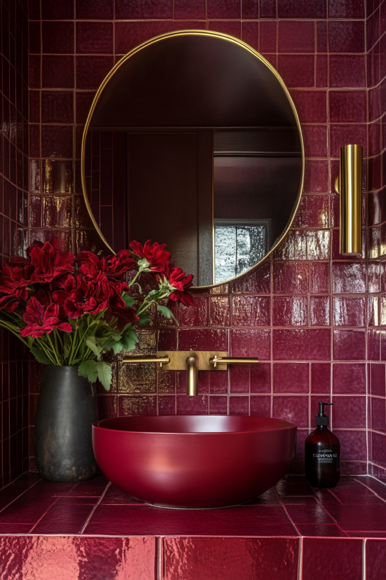  Modern Burgundy Bathroom Ideas 